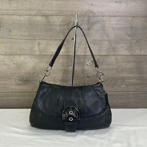 Coach Pleated Soho Black Leather Hobo  Bag